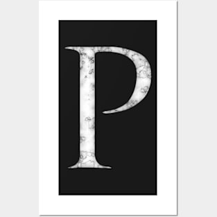 P in Roman White Marble Latin Alphabet Letter Sticker Posters and Art